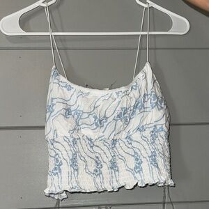 Pacsun LA Hearts White and Blue Smocked Camisole